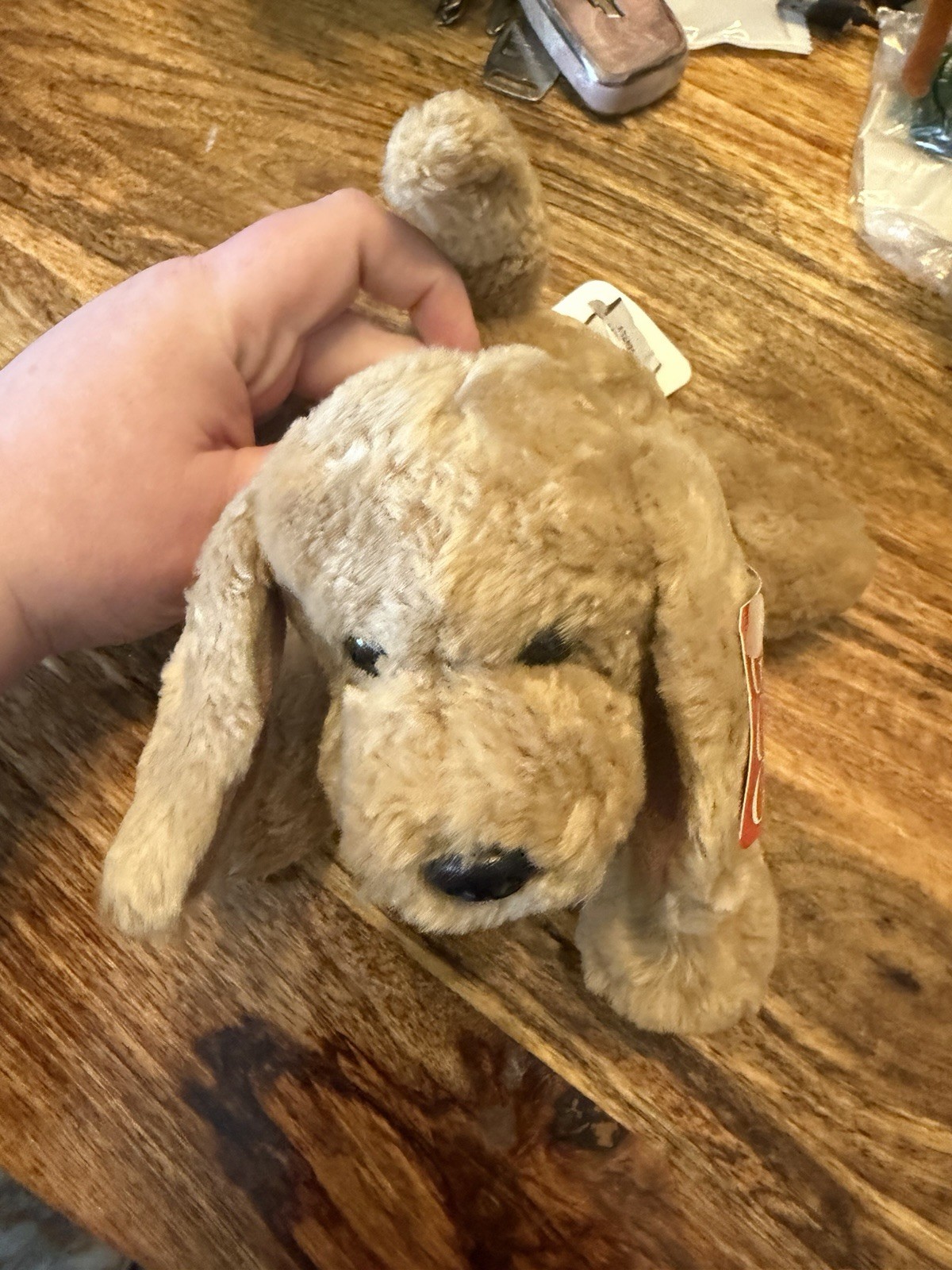 Gund Puddles Brown Puppy Dog #5317 Red Collar 12" Plush Adorable Stuffed Animal