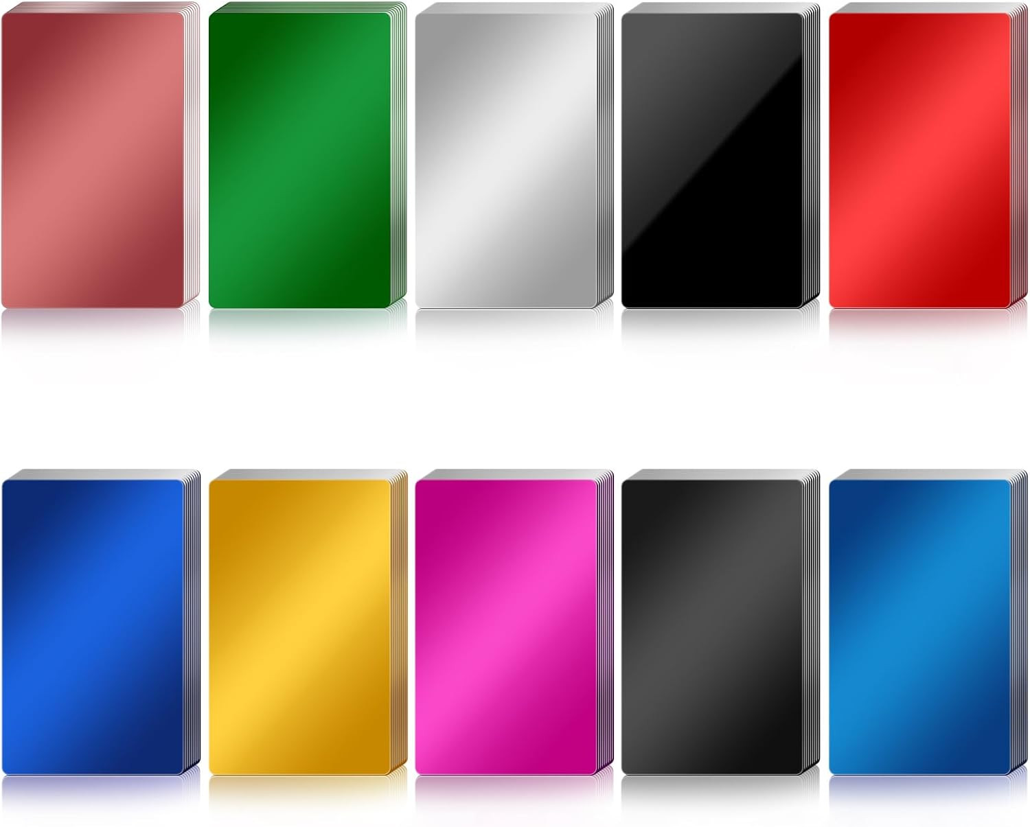 100 Pcs Metal Business Card Blanks Laser Engraving Premium Aluminum Sheet Multip