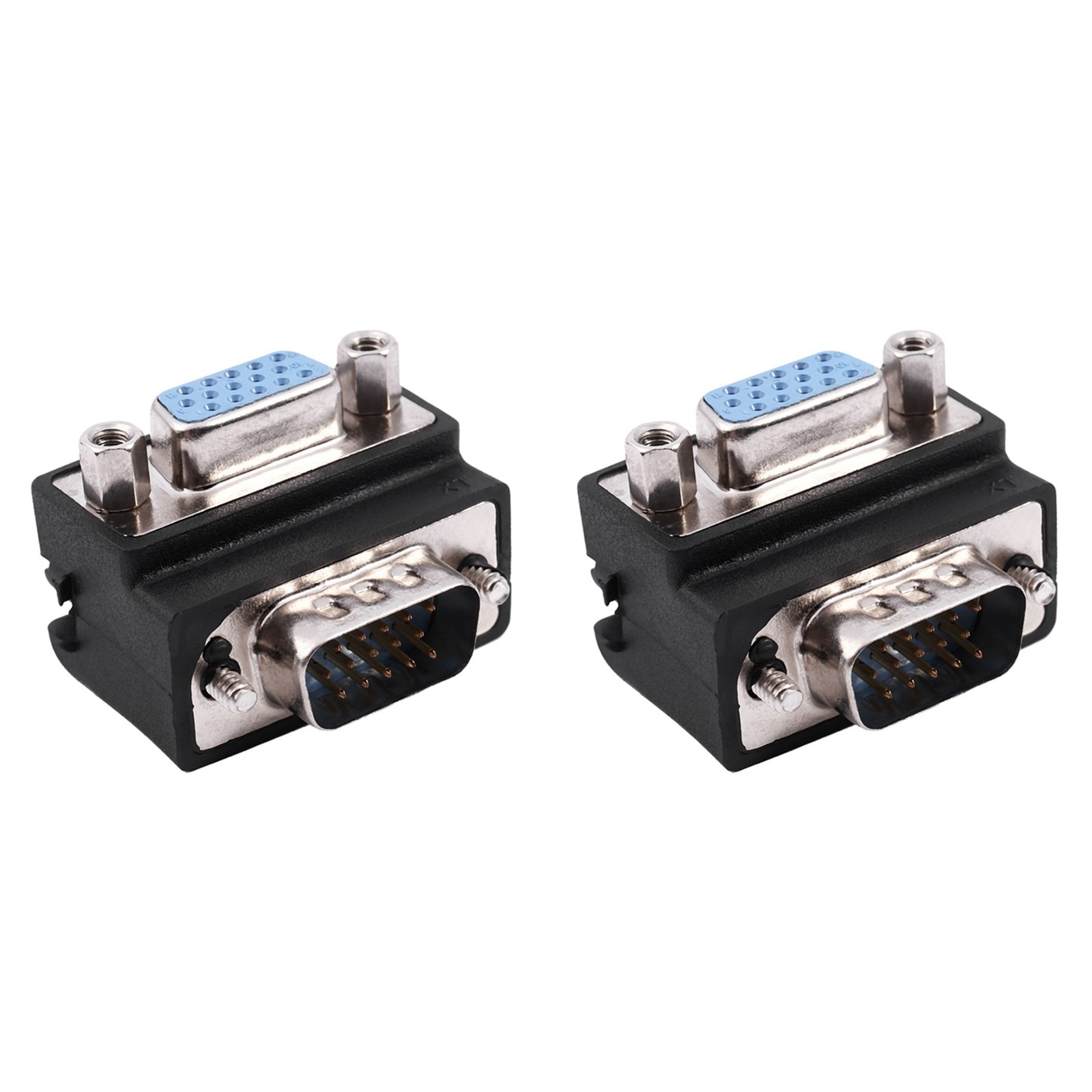 2X 15-Pin Vga Male to Female M/F Right Angle Adapter F7W24807