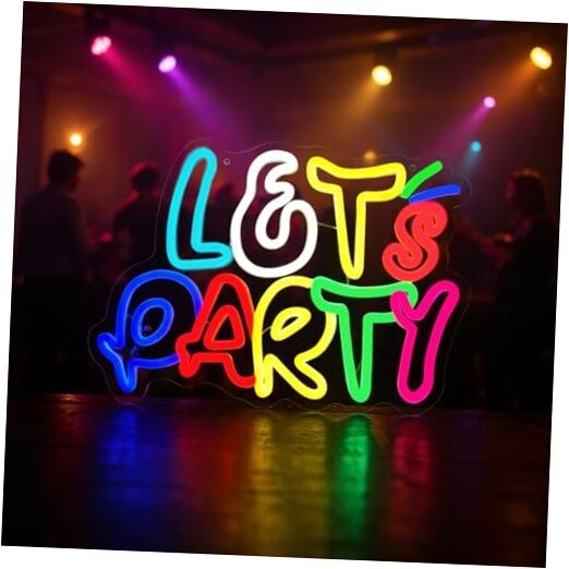 Let's Party Neon Sign for Wall Decor with Dimmable and USB multicolor