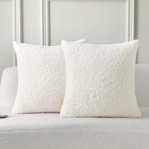  Throw Pillow Covers 18x18 Inch Set of 18" x 18" (Pack of 2) Cream White