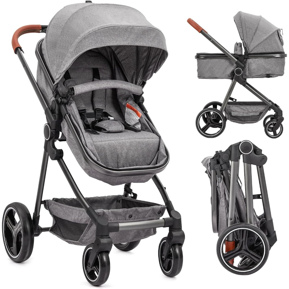 Lightweight 2in1 Stroller W/ Bassinet, Foldable Design for 0-3 Years, Multicolor