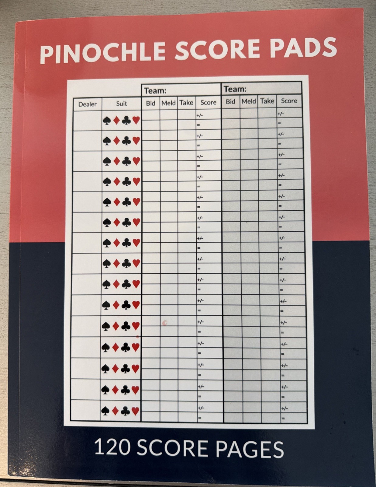 Pinochle Score Pads 120 Score Pages: Personal Scoresheets