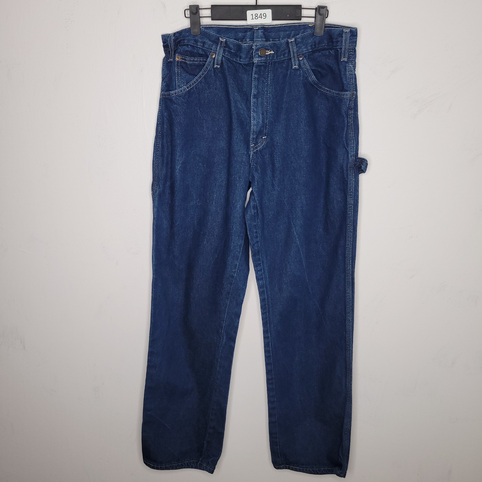 Dickies Men Carpenter Pants Size 34x32 Dark Wash Denim Jeans Y2k Baggy