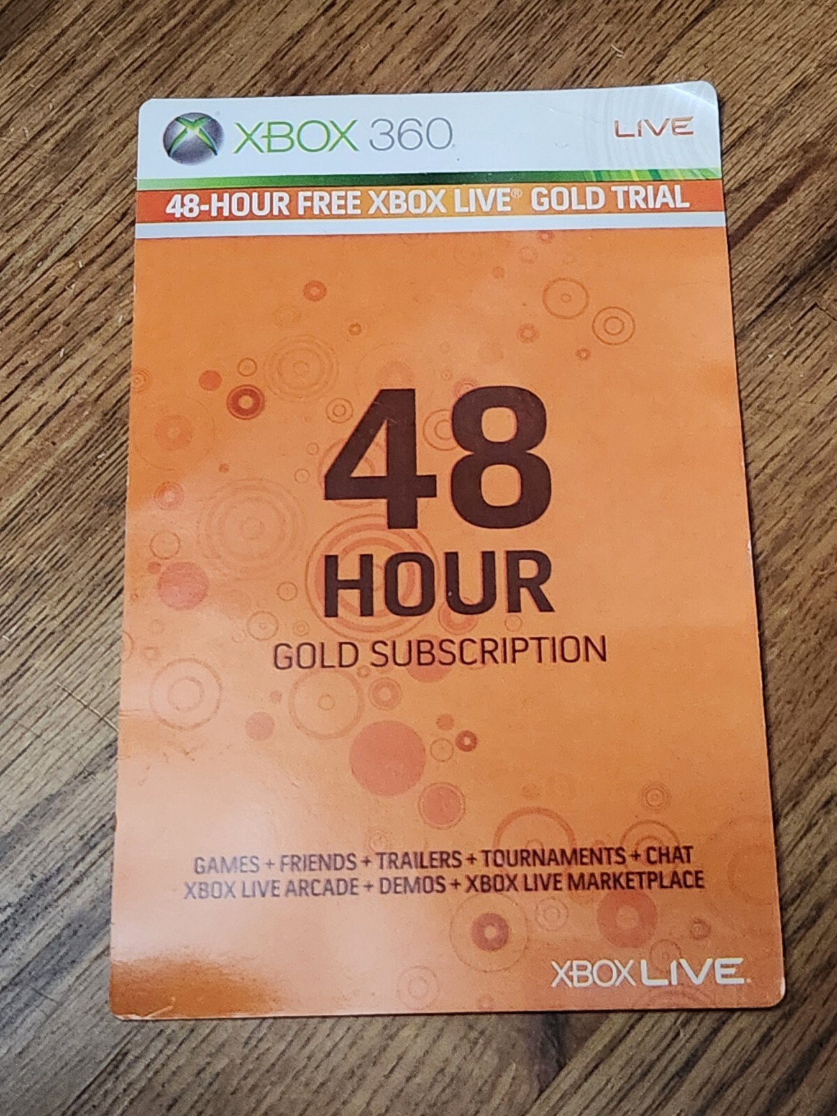 Microsoft Xbox 360 Live Free 48 Hour Trial GOLD Subscription Card UNUSED