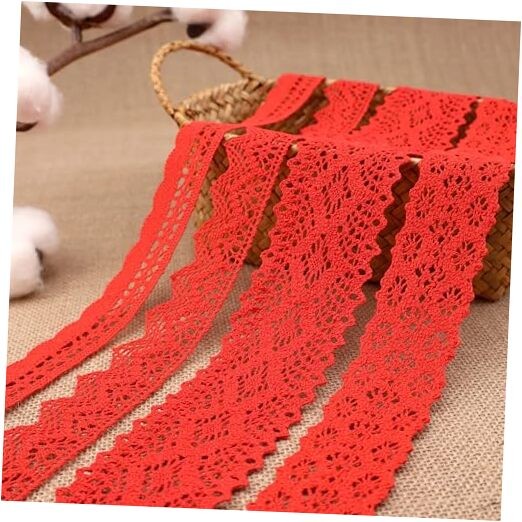 Red Lace Ribbon 8 Yards Cotton Lace Trim Crochet Sewing Lace for Crafts Red 8y