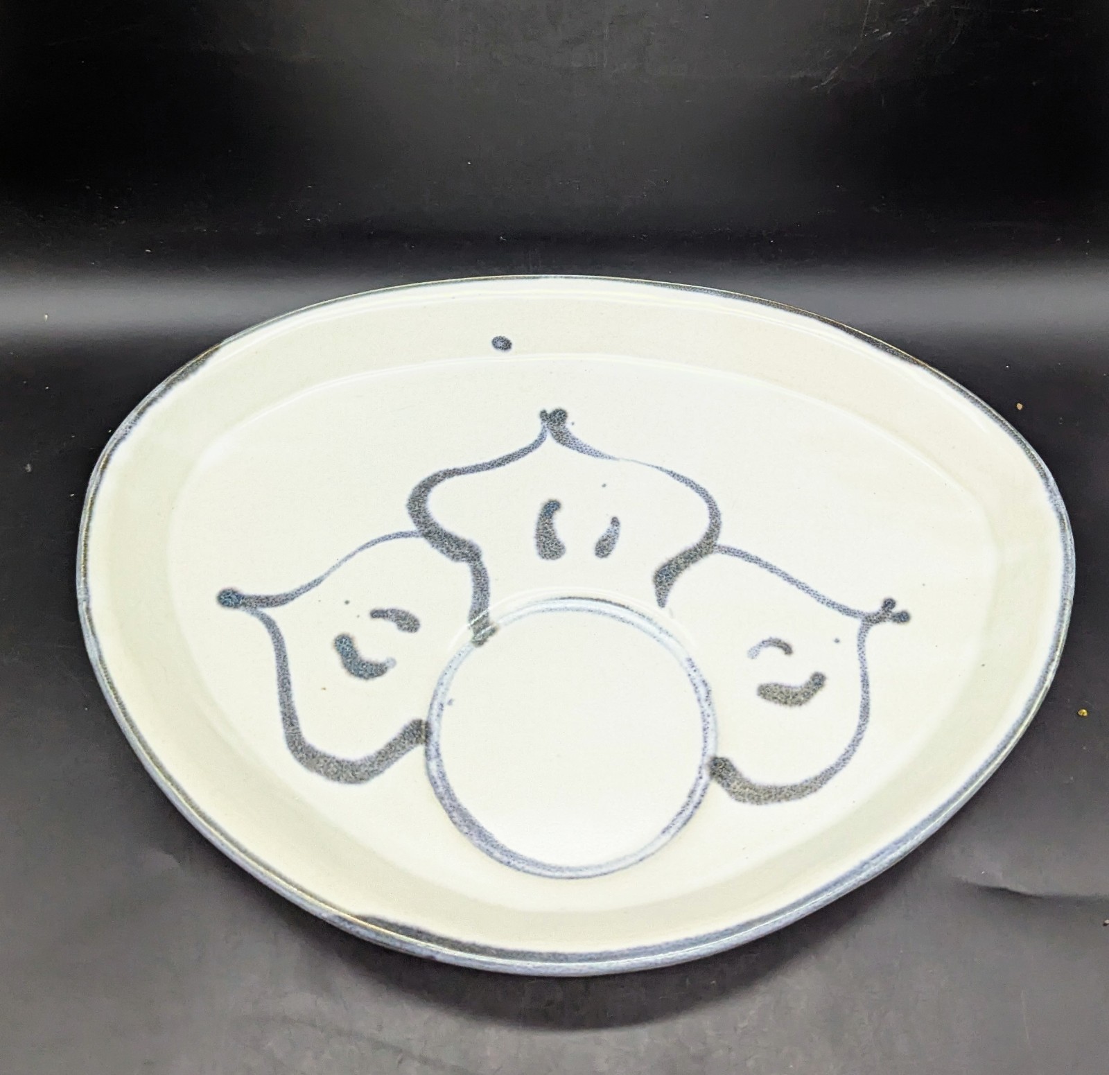 Stone Soldier Pottery Platter Freeform Abstract Jacksonville Vermont 14"