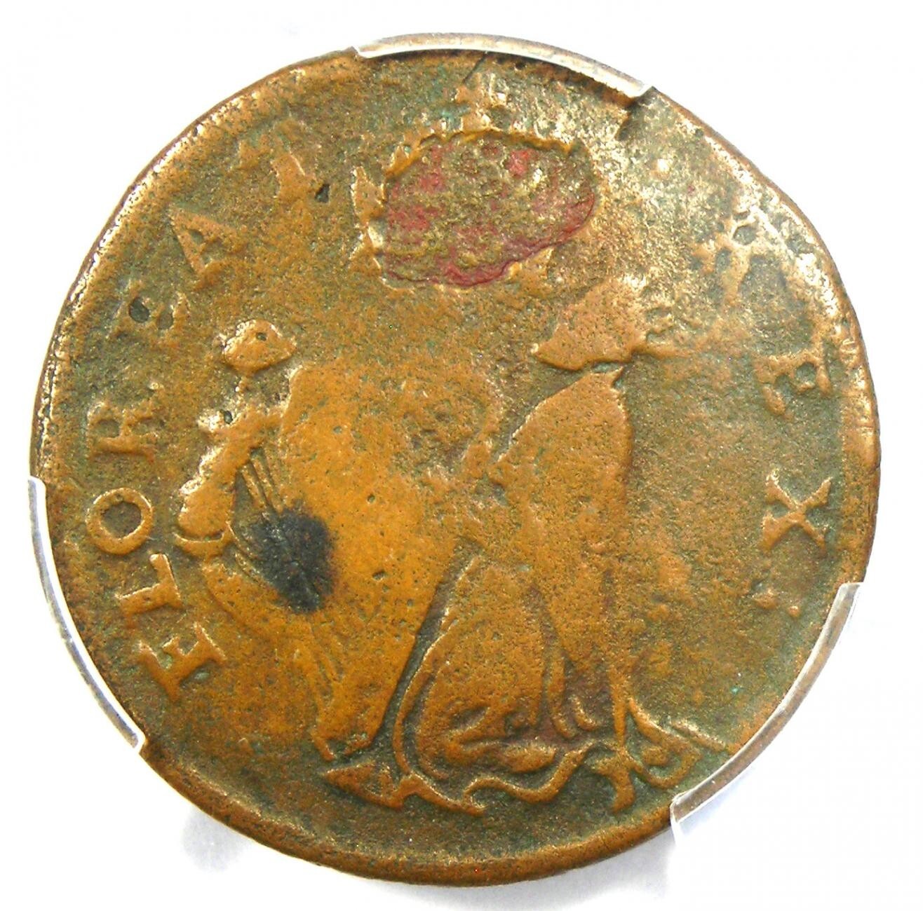 1670 New Jersey St Patrick Farthing Colonial Coin 1/4P - PCGS Fine Detail