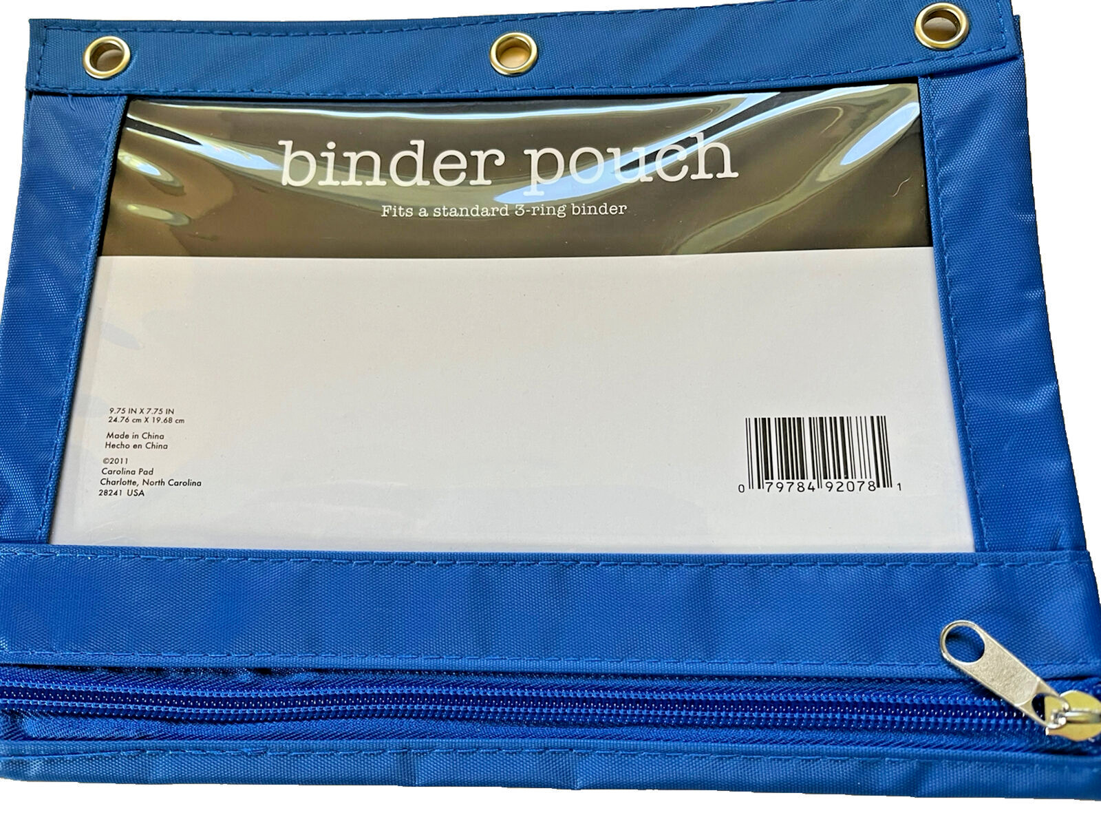 Pencil Pouch Blue 3 Ring Binder School Craft Make Up Organizer Canvas w Zipper