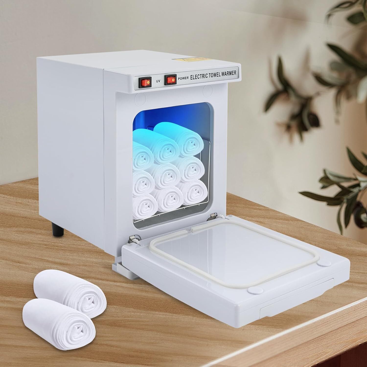 Barber Hot Towel Warmer Professional Towel Warmer Cabinet with UV 11.6x8.3x10.3"