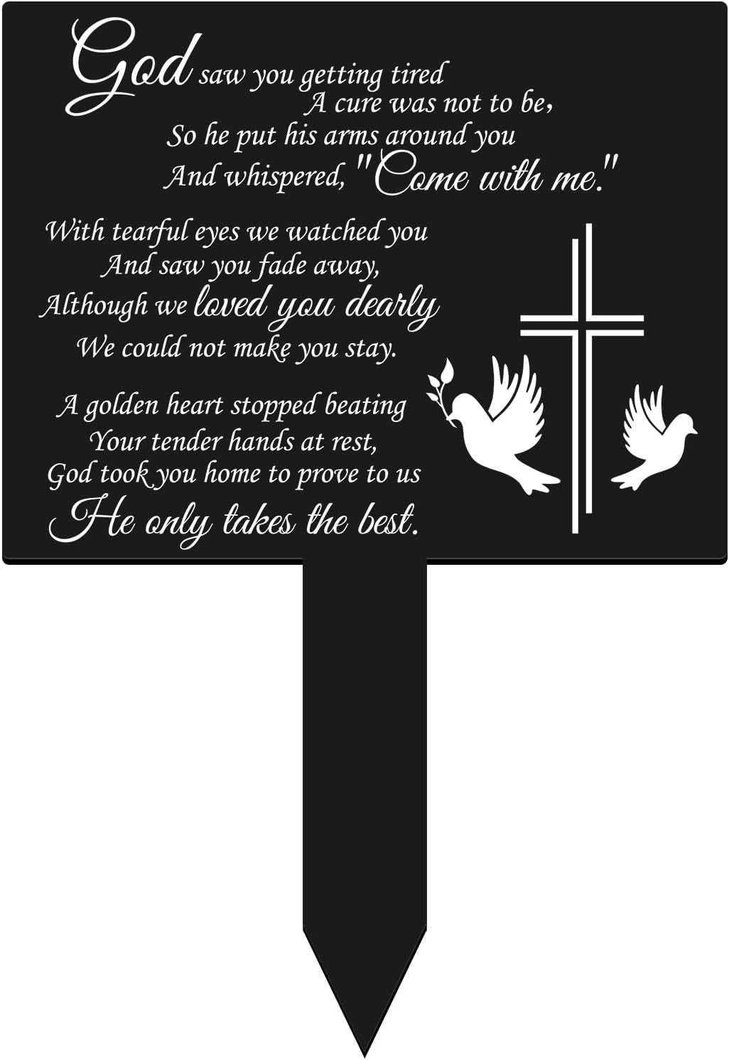 Memorial Remembrance Plaque Stake Waterproof Acrylic  Marker for Cemetery Black