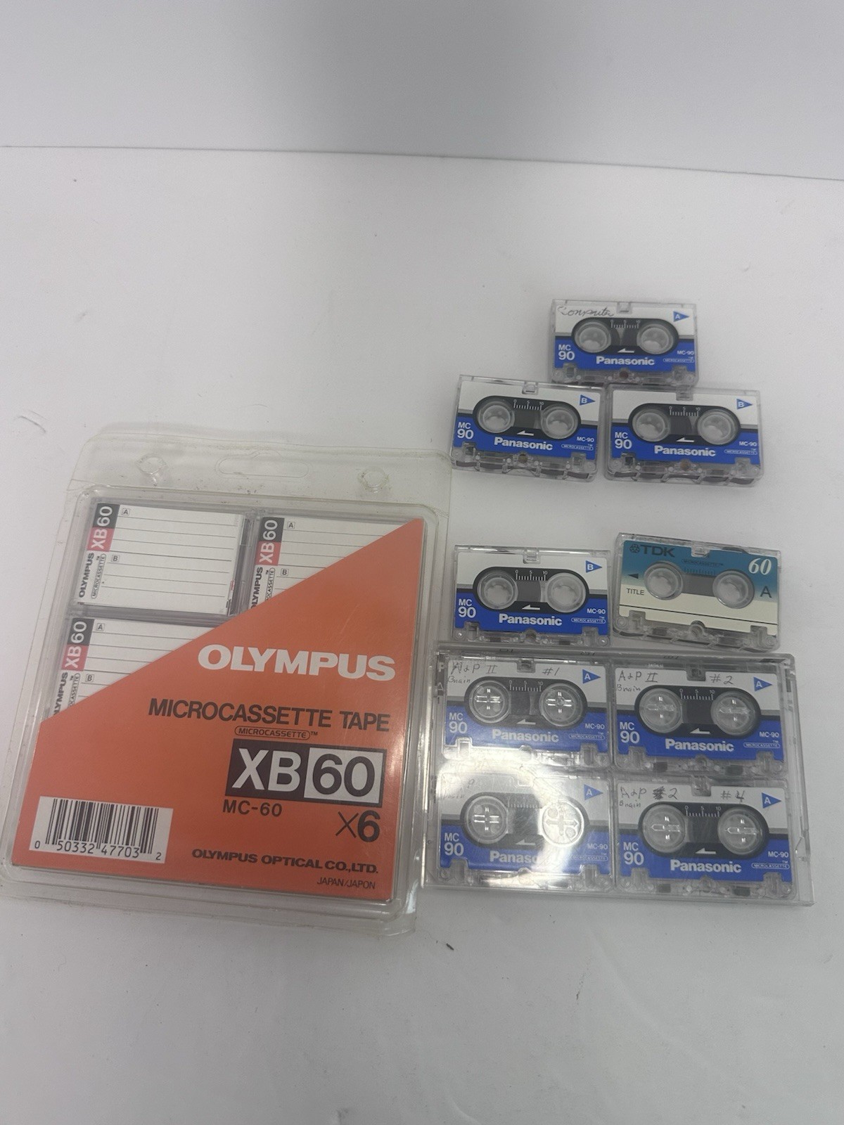 Vintage Olympus Microcassette Tapes XB60 6-Pack NOS & mc90 panasonic -9