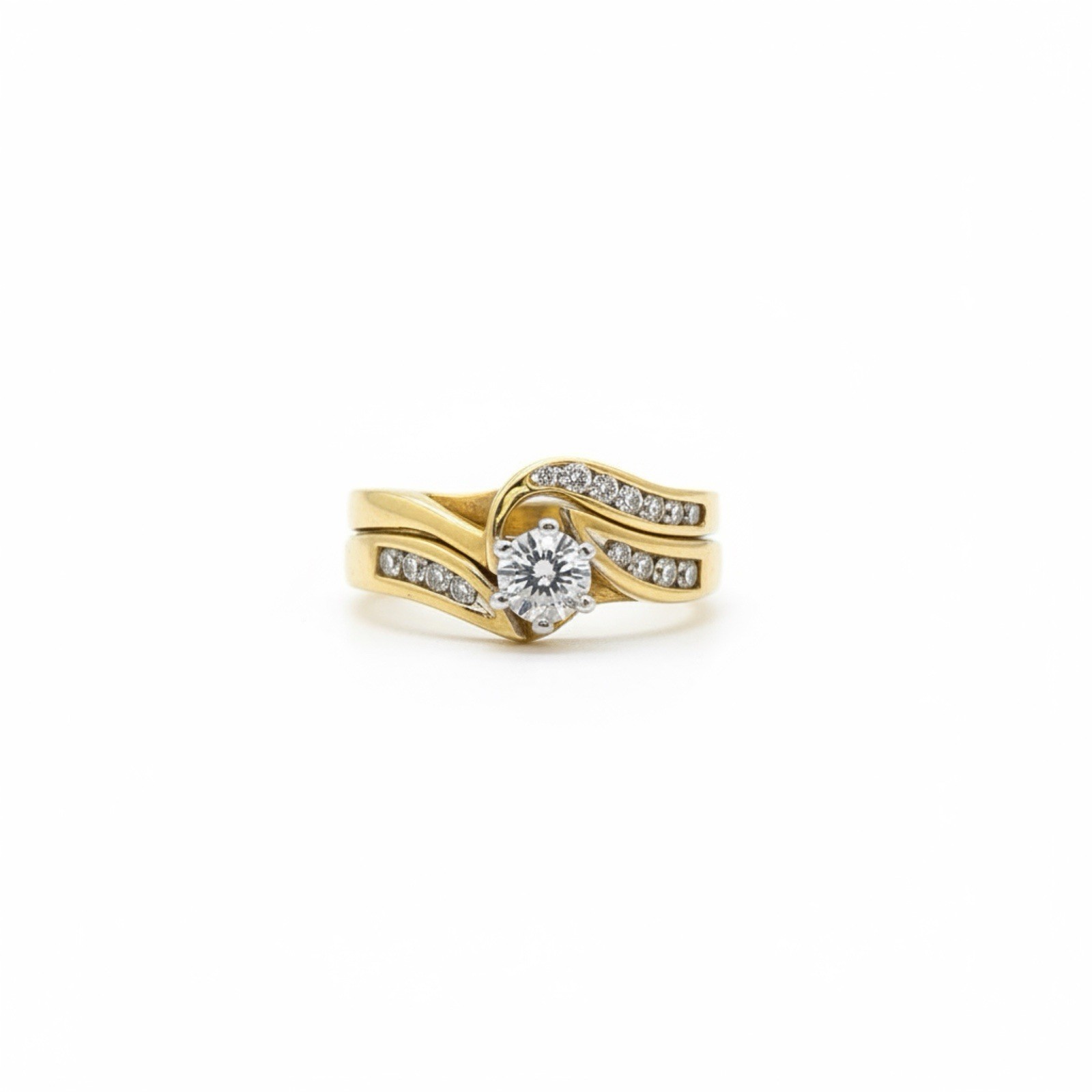 18ct 18k Yellow Gold Brilliant Cut Diamond Bridal Ring Set TDW 0.54ct. Brand New