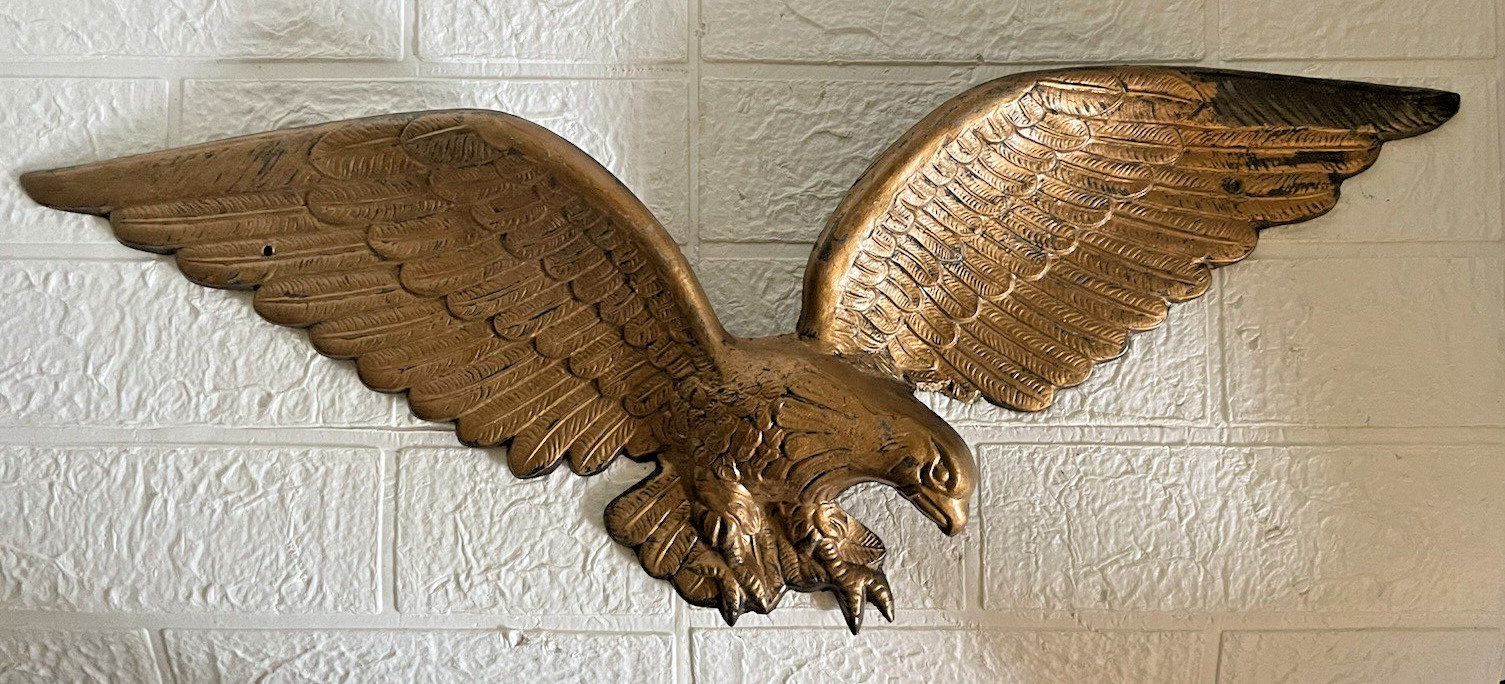VTG Large American Eagle Wall Hanging 24” Gold Metal Casting 7028