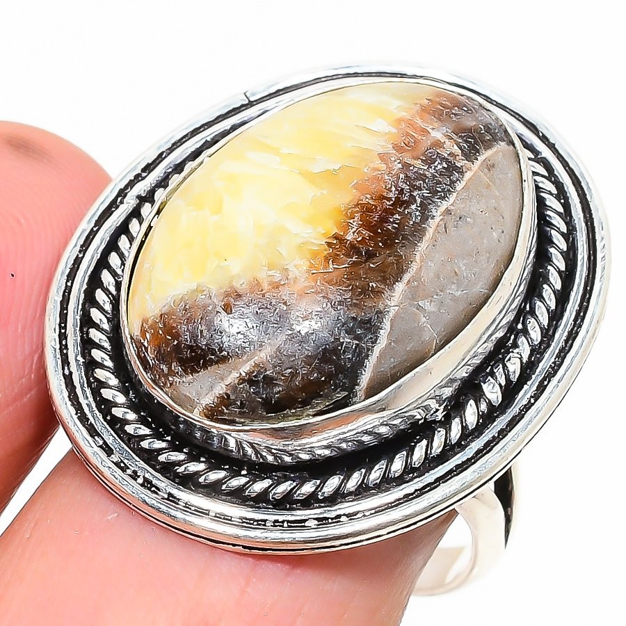 Natural Malachite Gemstone 925 Sterling Silver Ring Size 10.5 f181