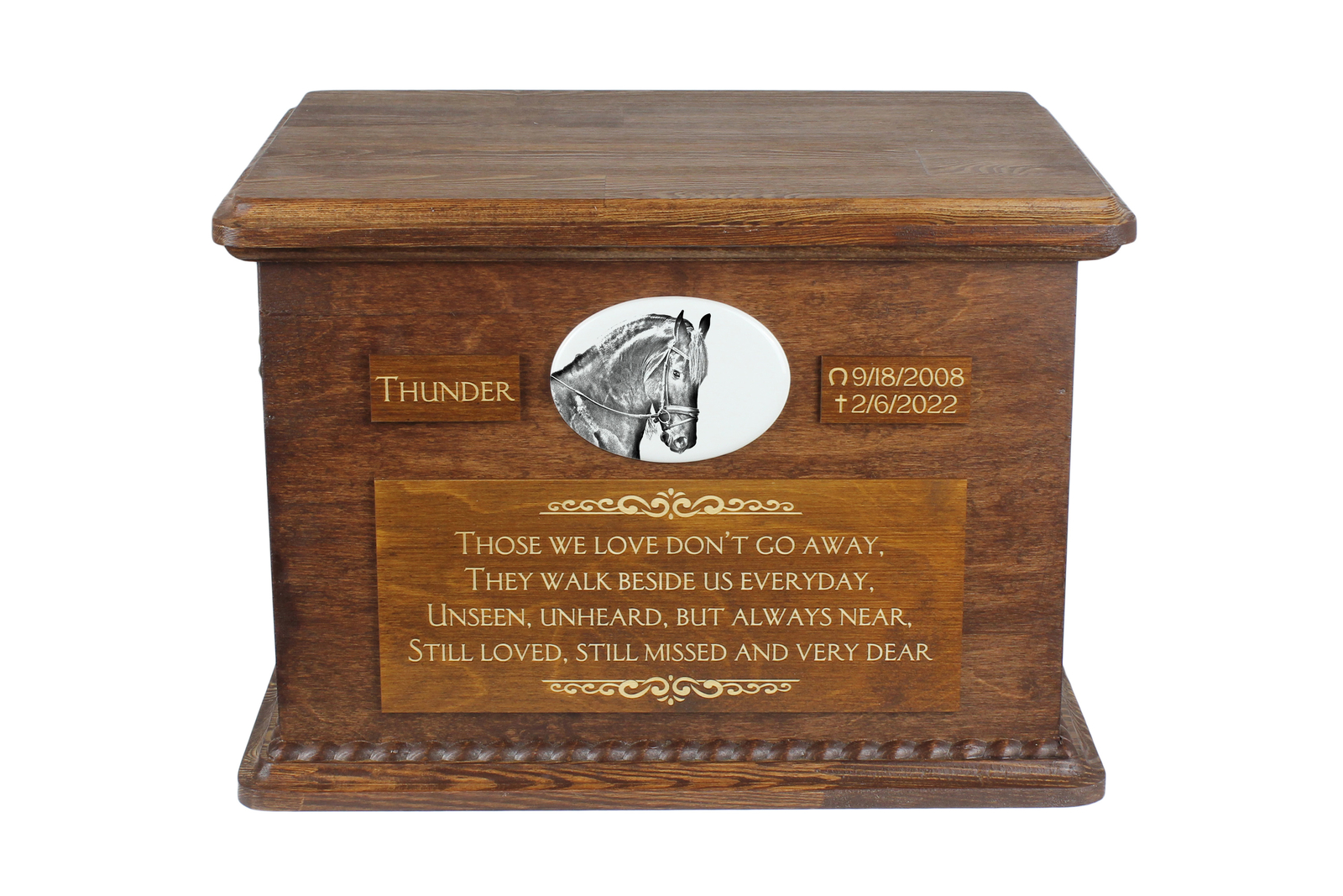 Friesian Horse Holzurne With A Standing Statue Art-Dog