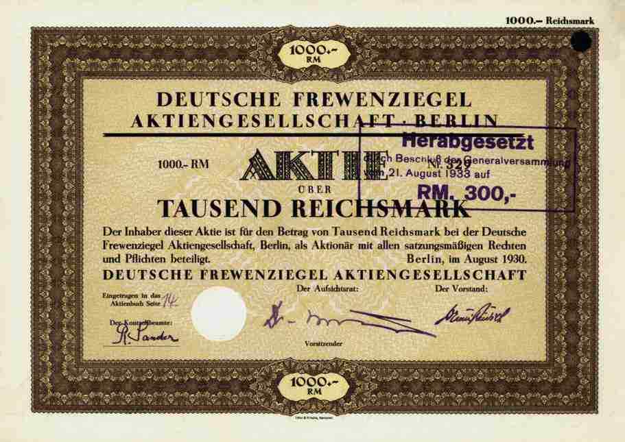 German Frewenziegel AG 1930 Berlin Charlottenburg Elegant Krische Hannover 1000