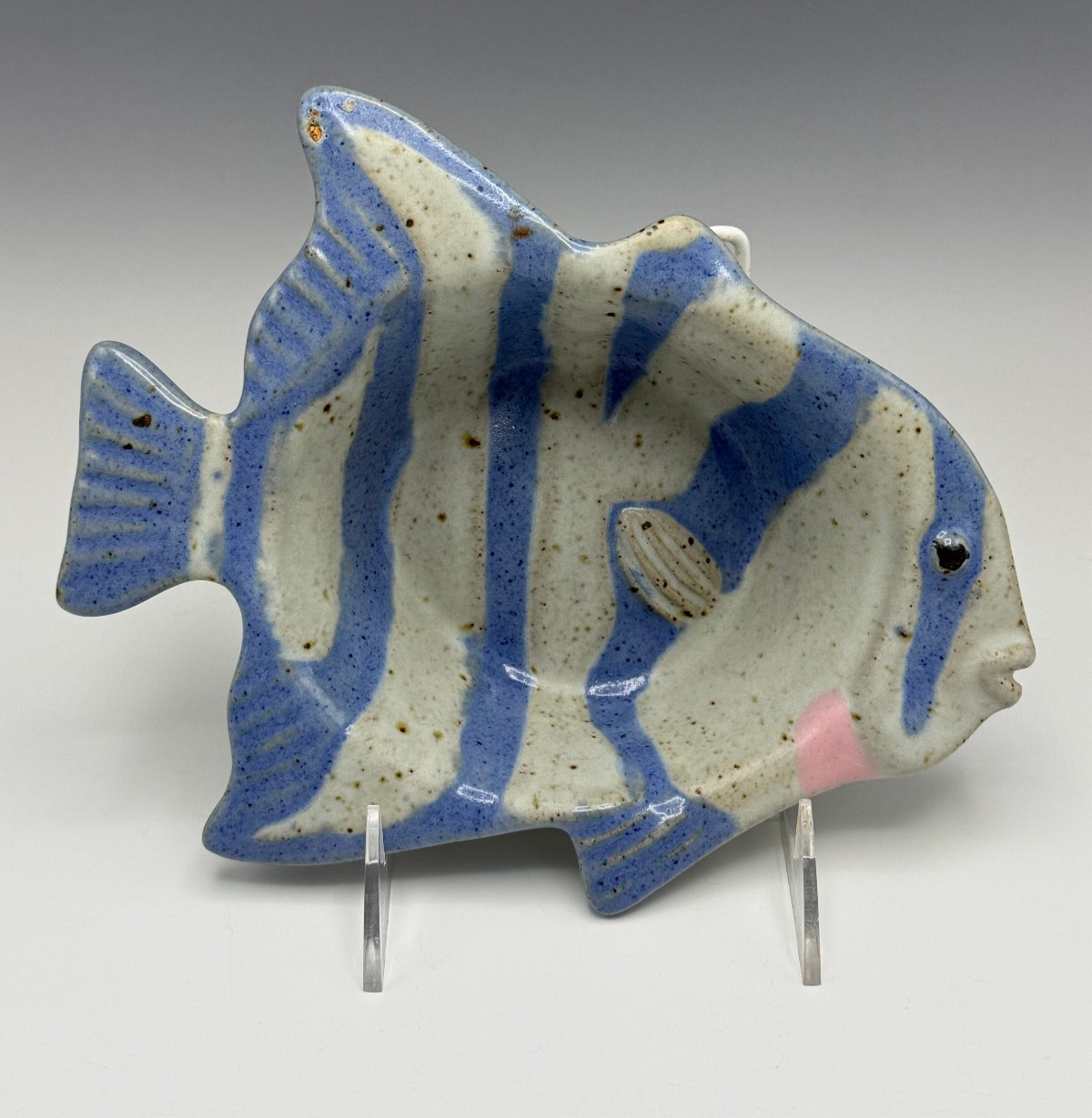 Vintage Studio Art Pottery Fish Bowl Dish Stoneware Tom Chamberlin Art 8 1/2