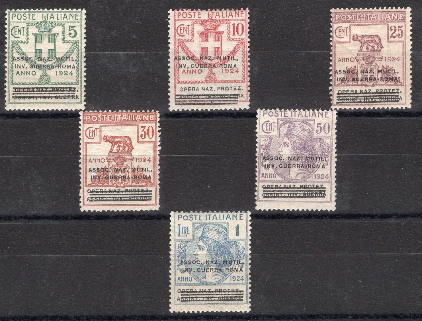 Italia Regno 1924 Parastatali Assoc. Nazionale Mutil. Inv. Guerra Roma, serie n°