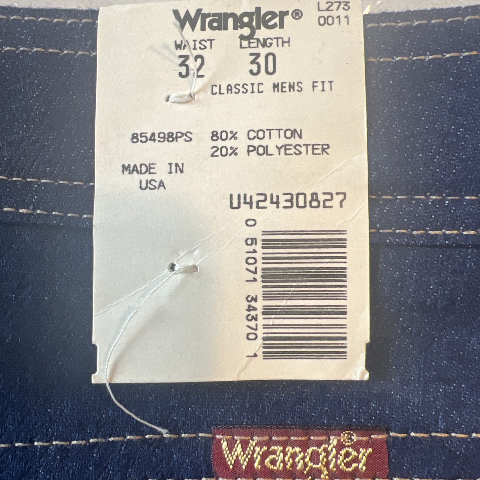 Vintage Wrangler 85498PS Mens Denim Jeans 32x30 Dark Blue Flex Fit Boot Zip USA