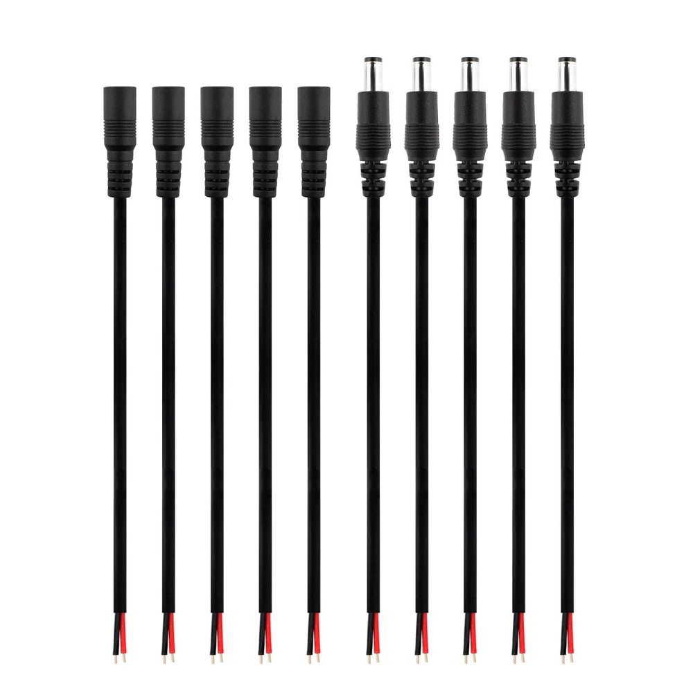 DC Barrel Power Plug Pigtail Cable 2.1 X 5.5 Mm Male Female Jack Connector