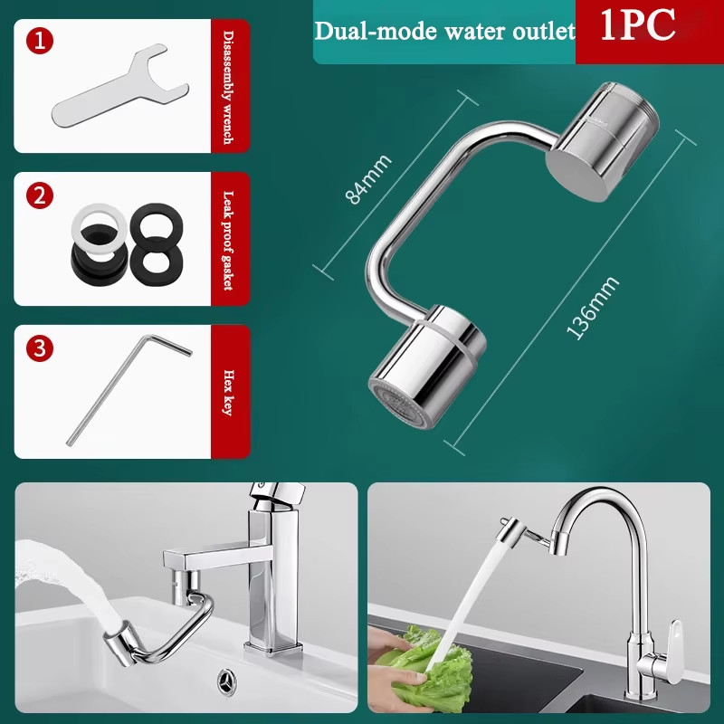 1PC 1080 Swivel Stainless Steel Kitchen Faucet Extender Universal Splashproof Du