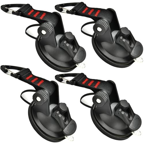 4PCS Heavy Duty Suction Cups Anchor with Hooks, Outdoor Strong Suction Camper 