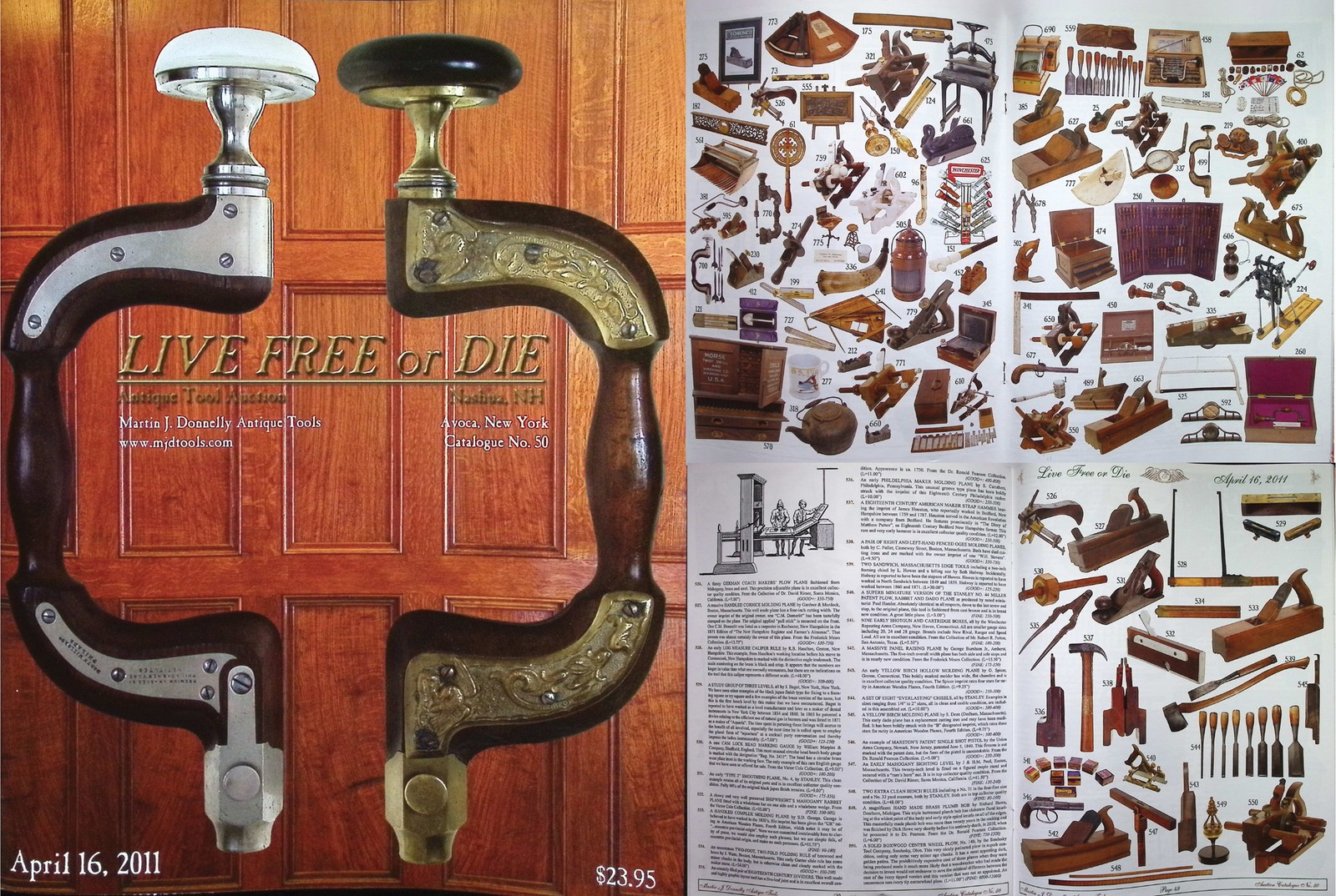 Full Color April, 2011 Antique Tool Auction Catalogue with Prices Realized