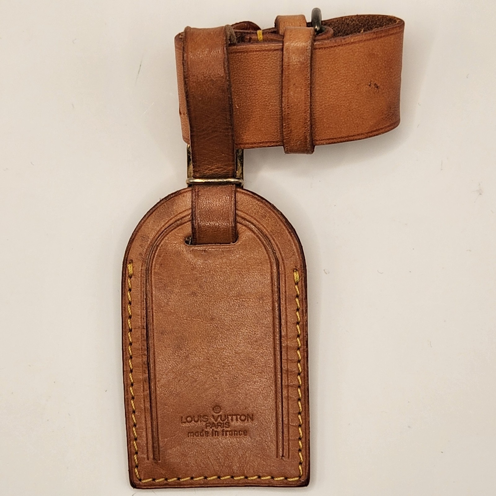LOUIS VUITTON Vachetta leather Tan Luggage Tag AUTHENTIC Strap