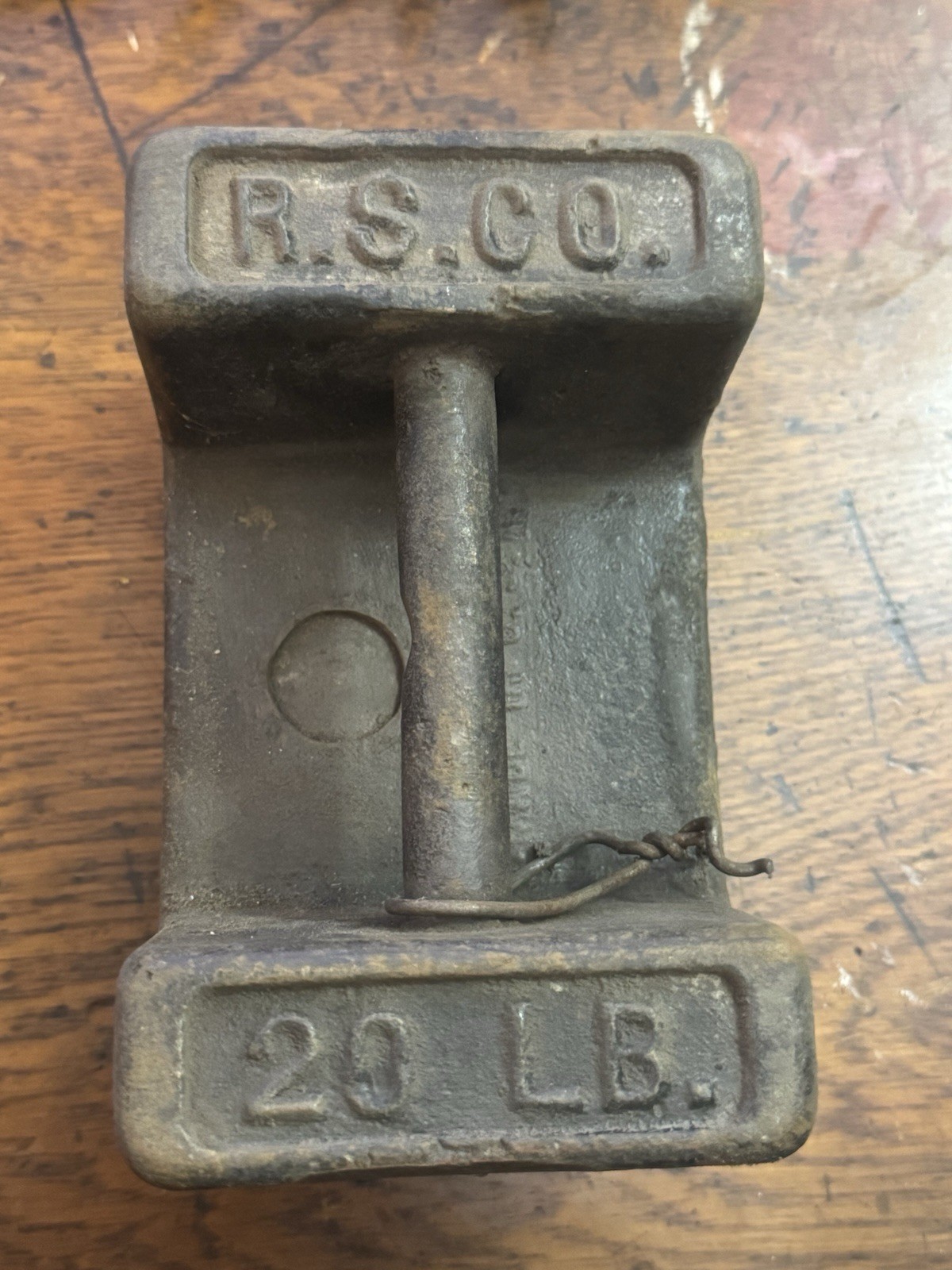 R.S. Co.  - 20 lb Scale Weight - Antique Grain Scale Weight #2