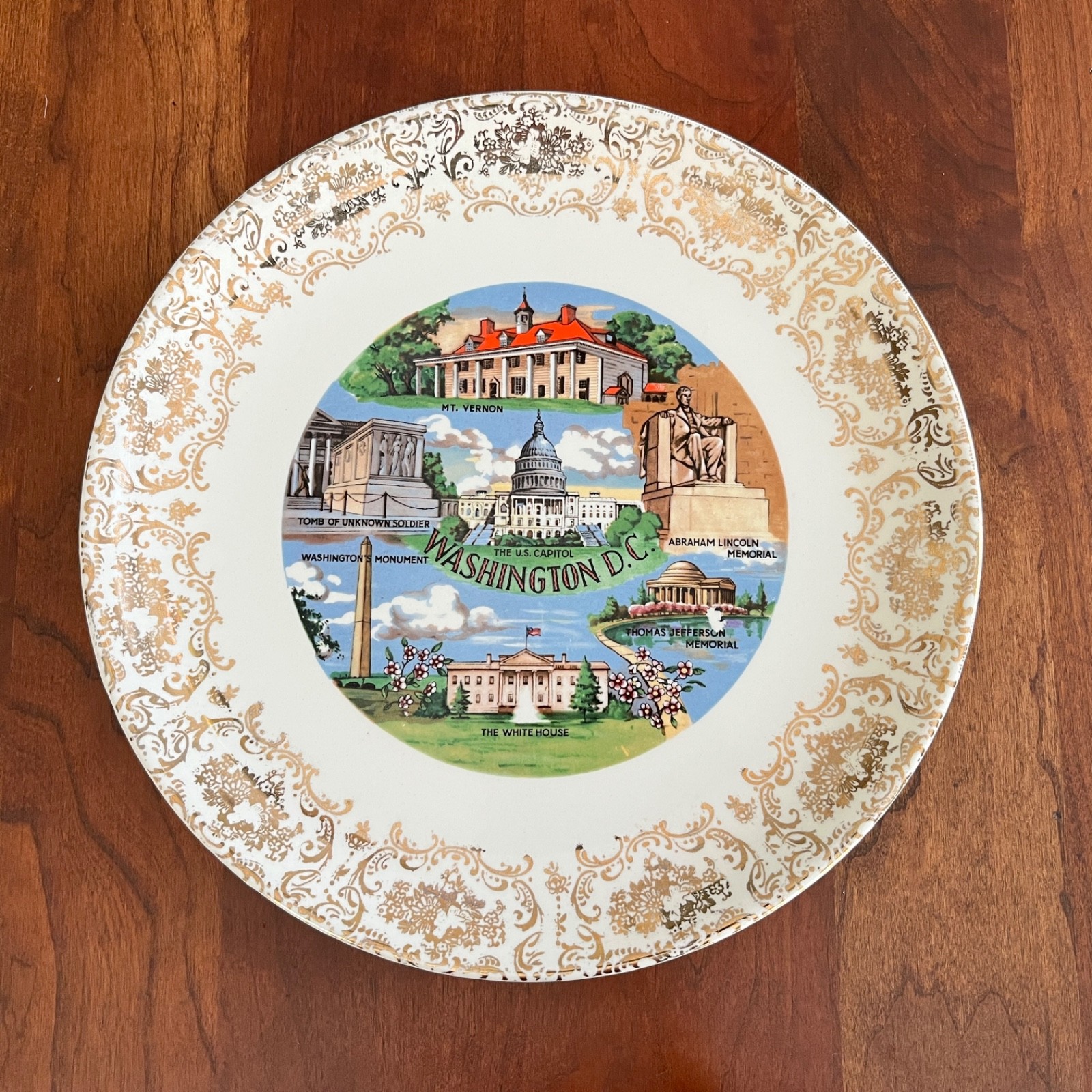 Vintage Washington DC Souvenir Plate Mt Vernon Capitol Lincoln Memorial