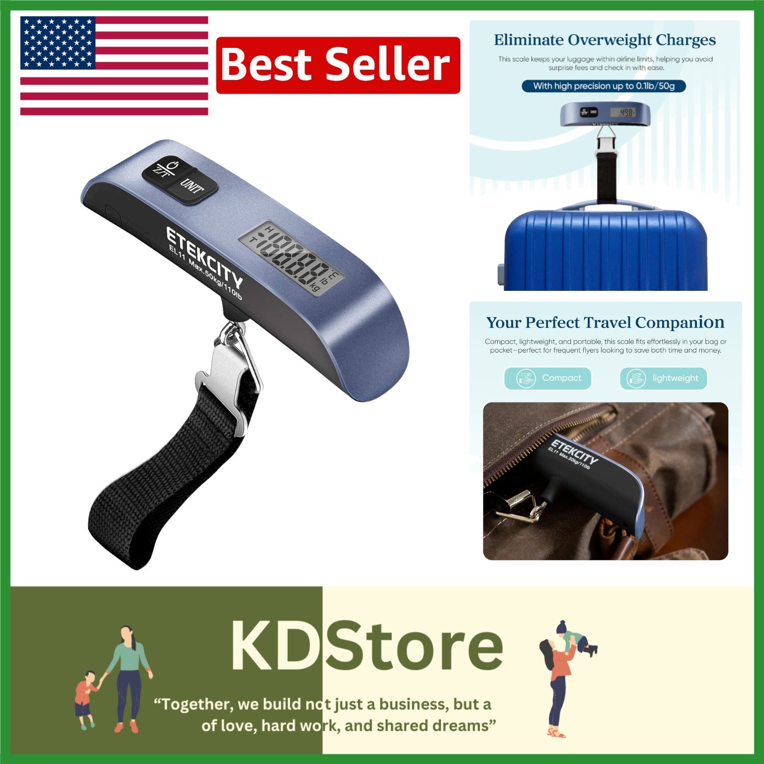 Essential Digital Luggage Scale for Travelers - 110 lbs Capacity, Compact Design