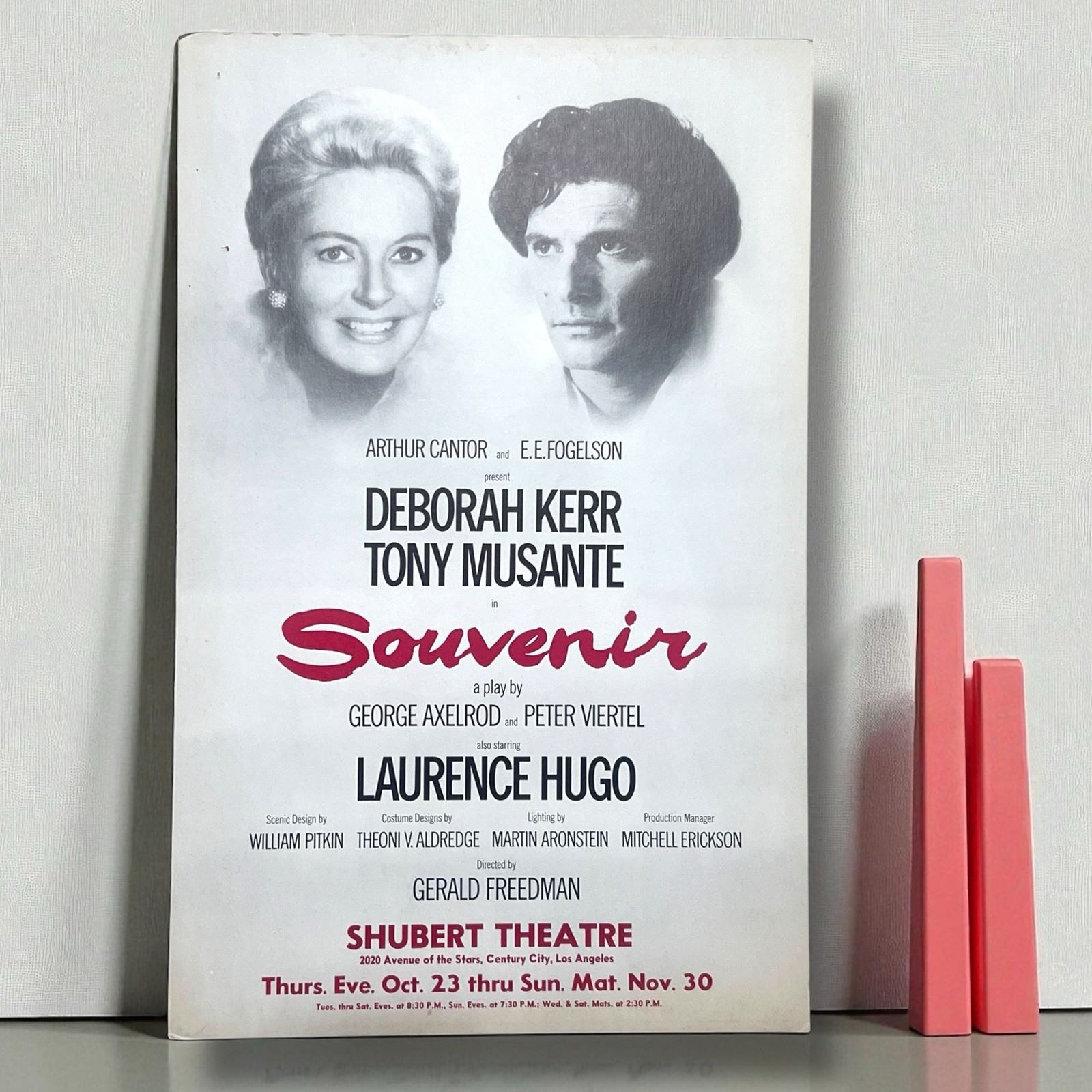 1975 Souvenir Play Window Card Poster Deborah Kerr Shubert Theatre Los Angeles