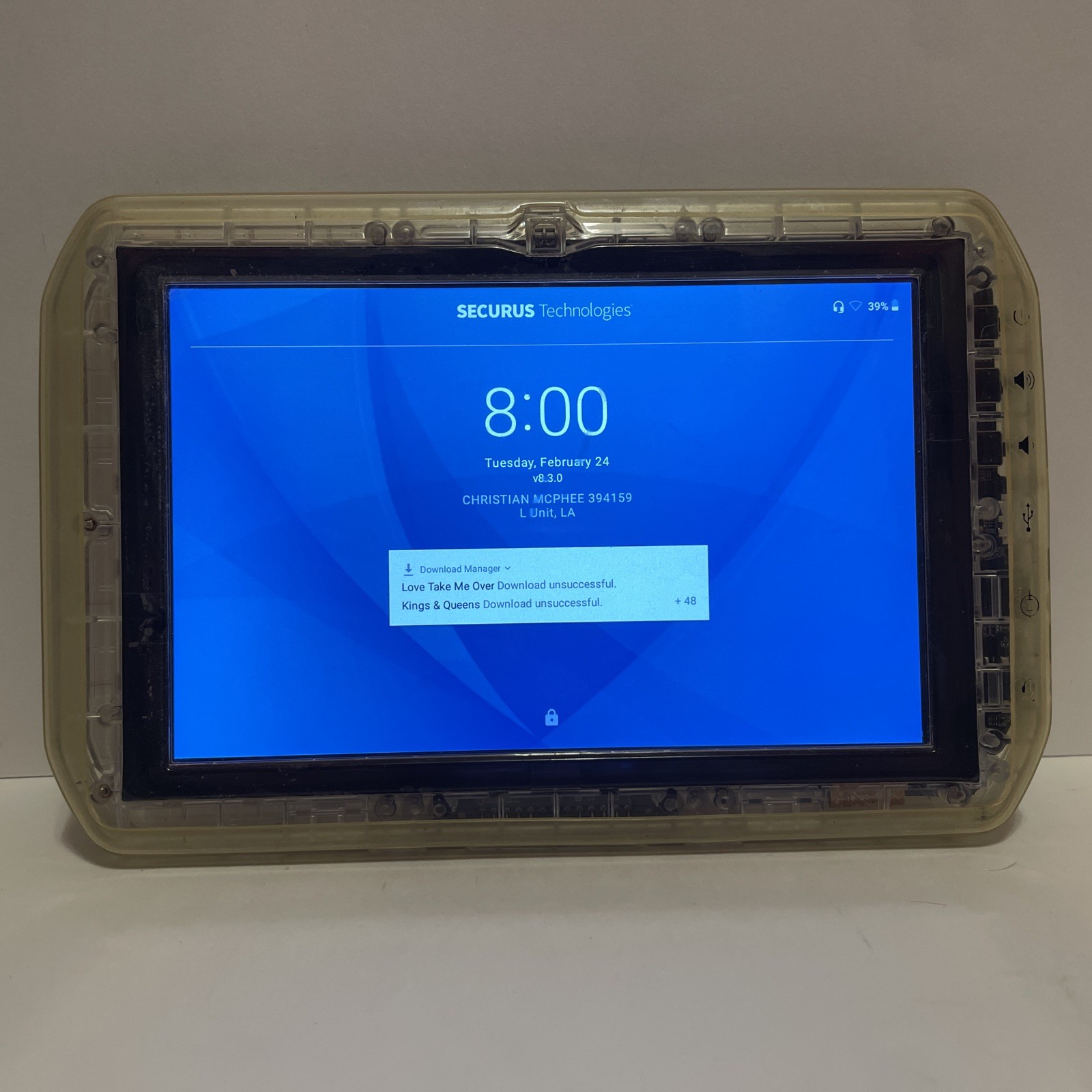 Securus JPay JP6S Clear Tablet for Parts or Repair - ￼ Locked- Inmate Tablet