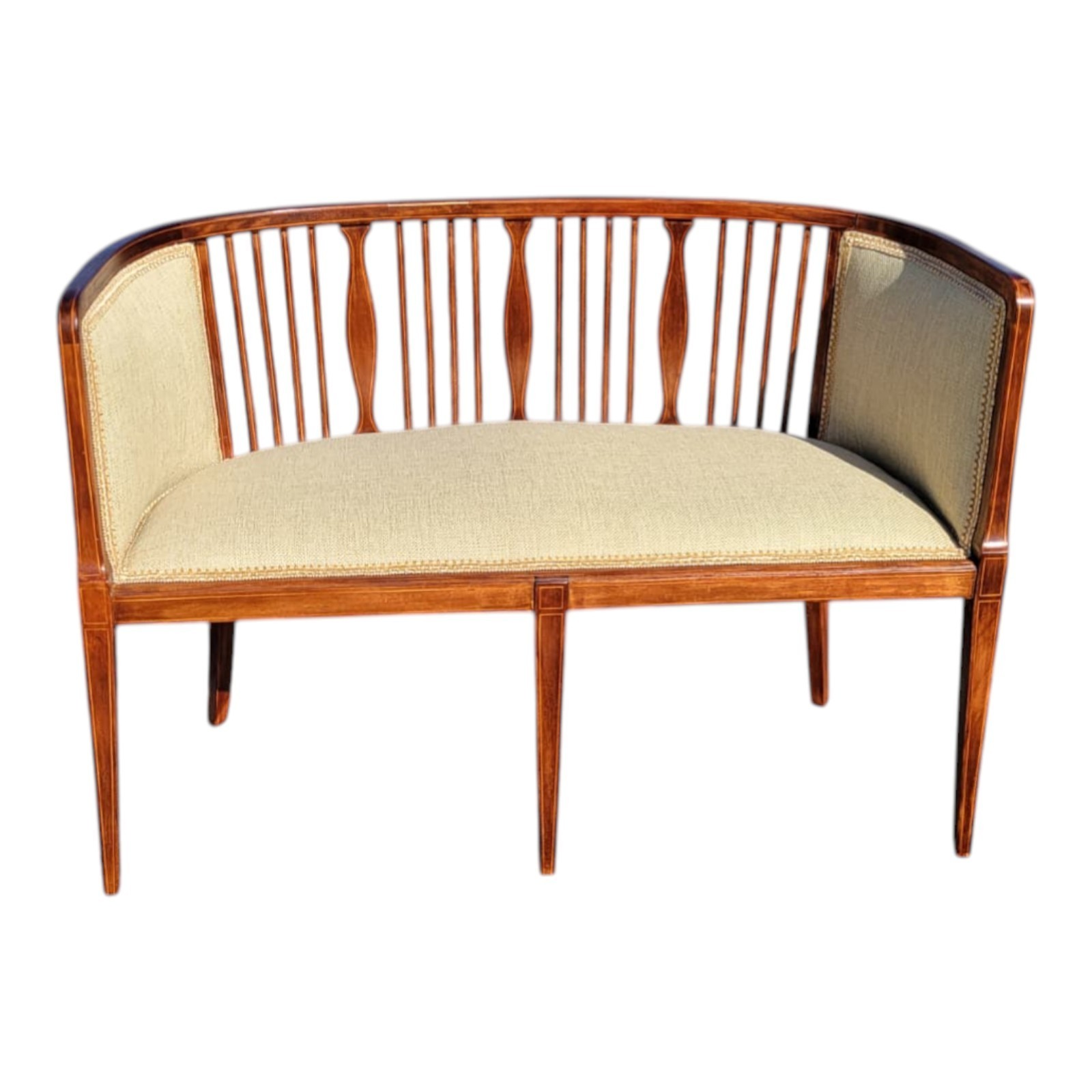 1920s Edwardian English Window Bench Refinished Upholstered Seat