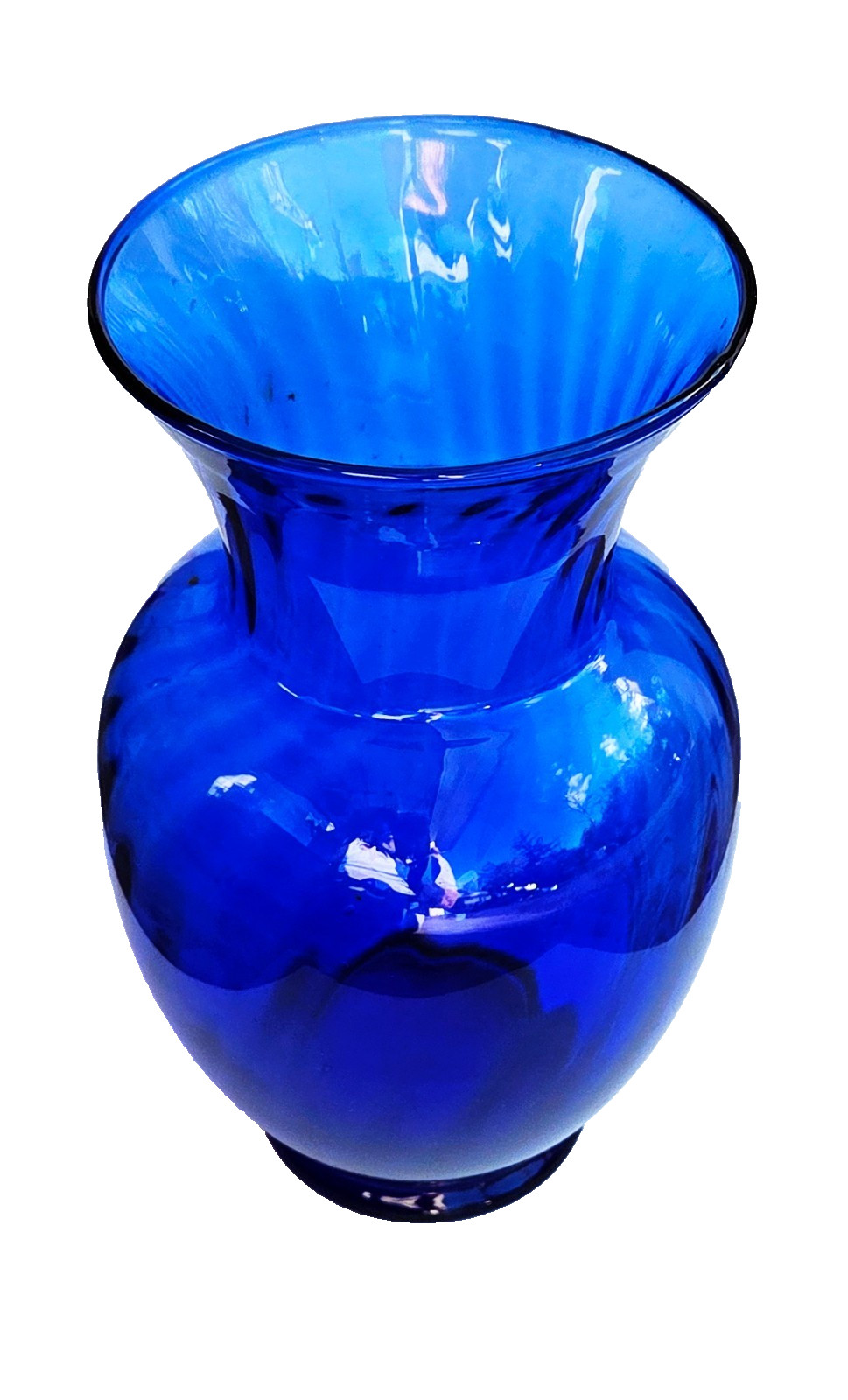 9" Tall Beautiful Cobalt Blue Vase With Slanted Ferrules