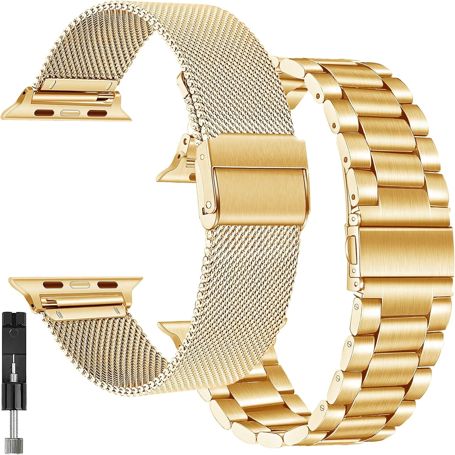 2 Pack Metal Strap Compatible with Apple Watch Series 10 44mm Mesh Stainless Ste