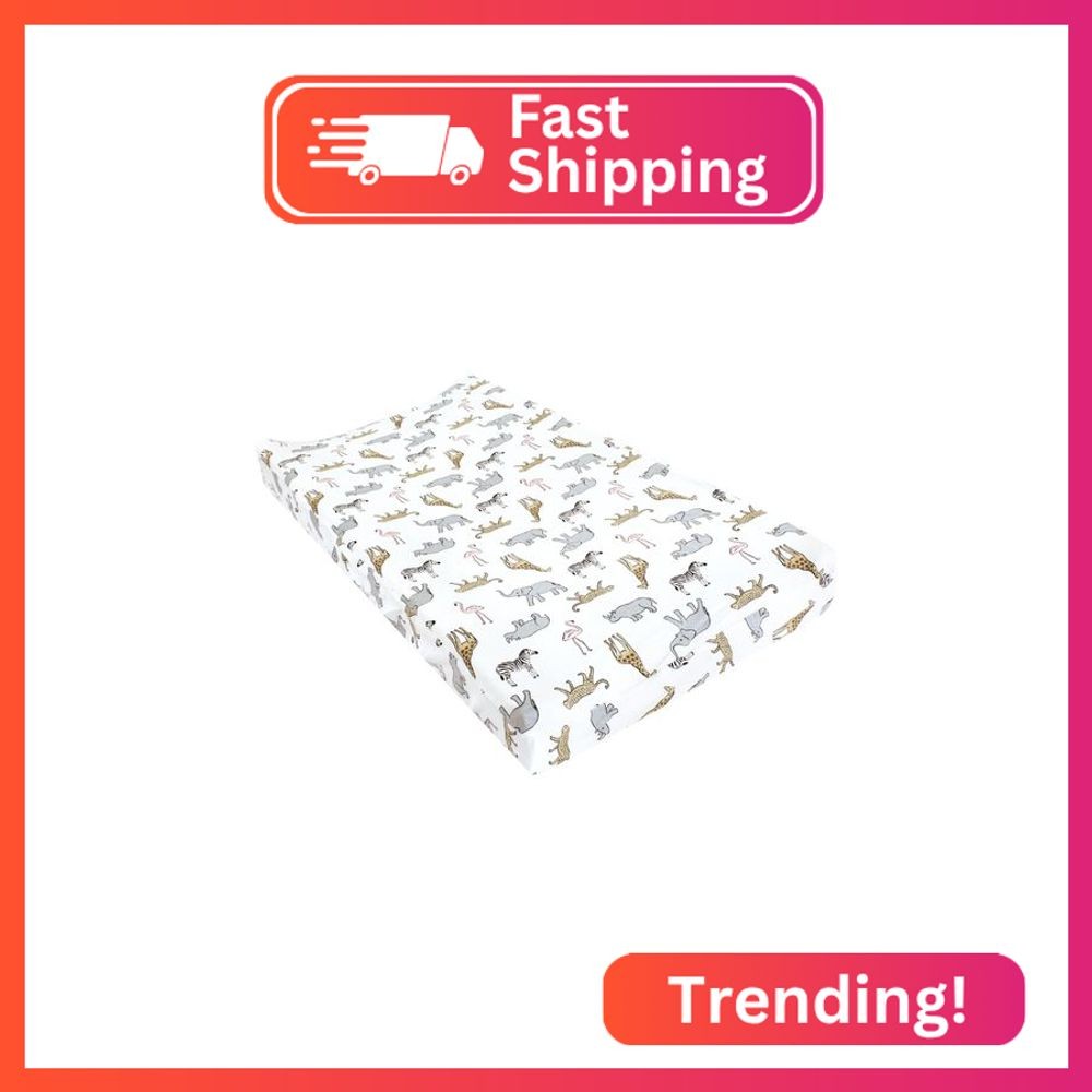 Hudson Baby Unisex Baby Changing Pad Cover, Modern Pink Safari, One Size