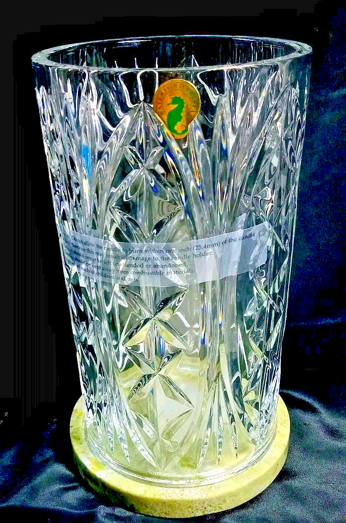 *Waterford* Crystal Hurricane Lamp with Marble Base-AH Chara Failte Design NEW