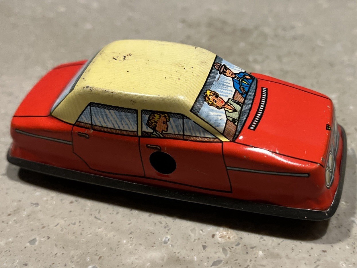 Vintage Technofix Tin Litho Wind-Up Toy Car  Made In West Germany Plate 529