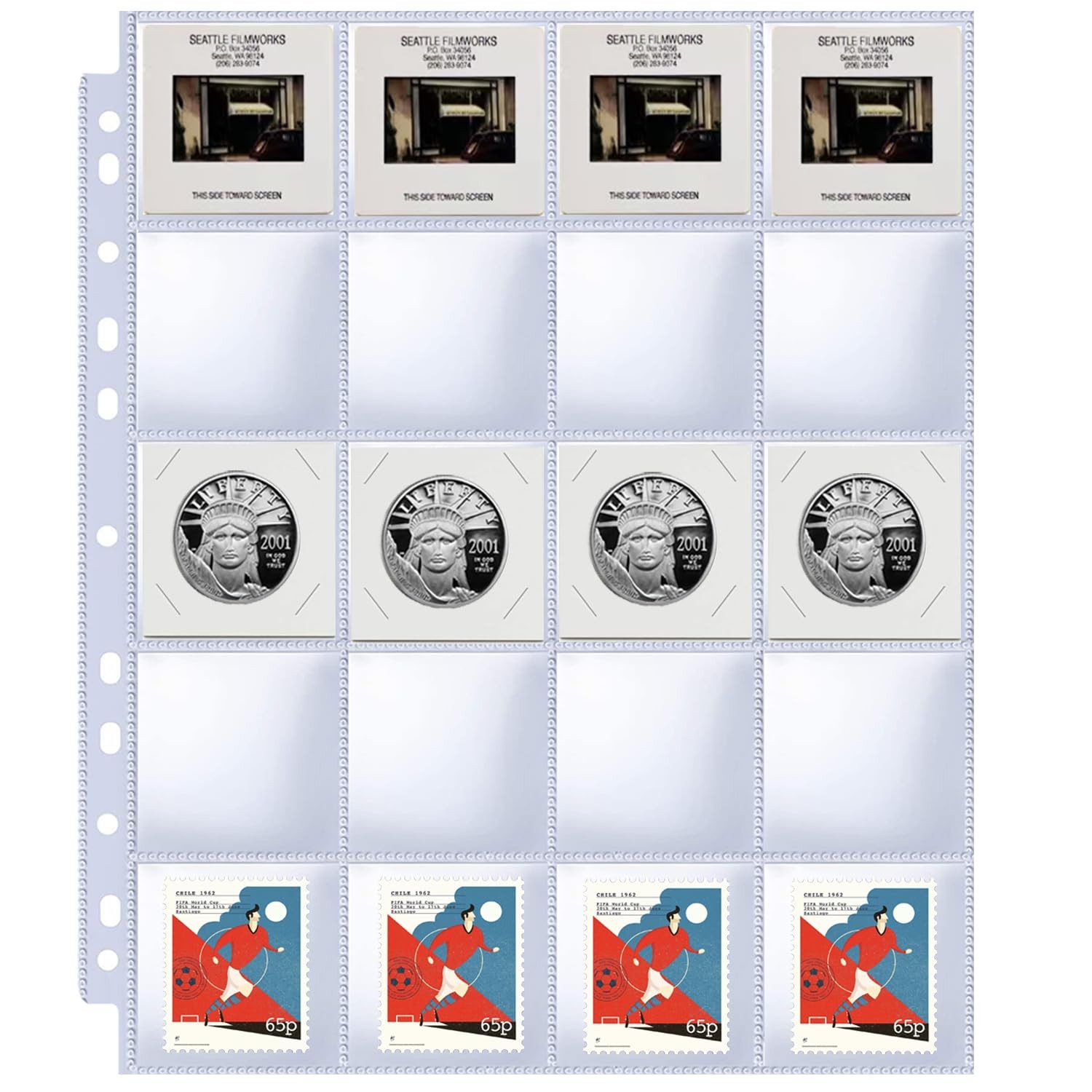 30 Pack 600 Pockets 2x2” Coin Flip Sleeves, Heavy Duty Stamp Sleeves 