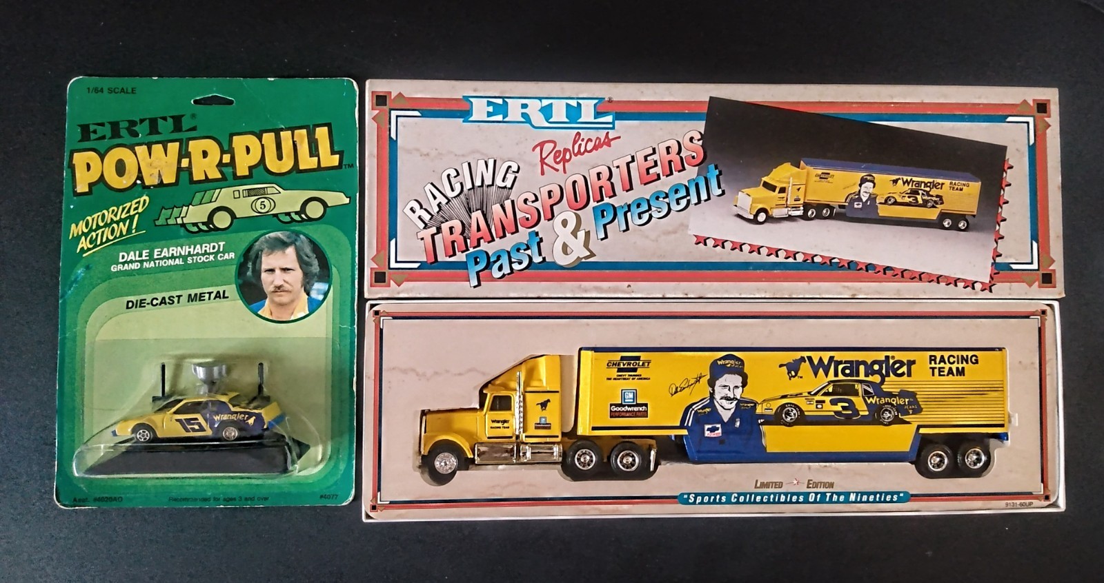 Matching Ertl 1/64 NASCAR Transporter and Pow R Pull Buick diecast