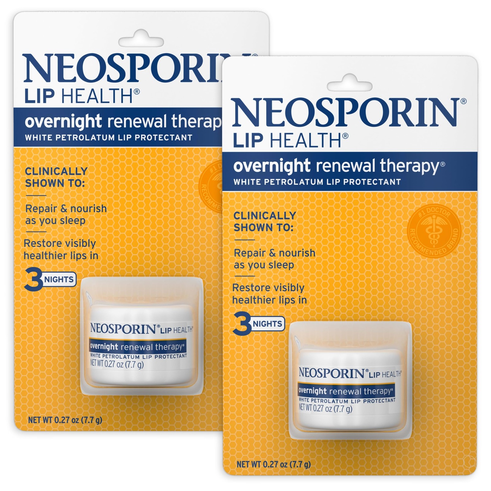 Neosporin Lip Health Overnight Renewal Therapy 0.27 Ounce (Pack of 2), White 