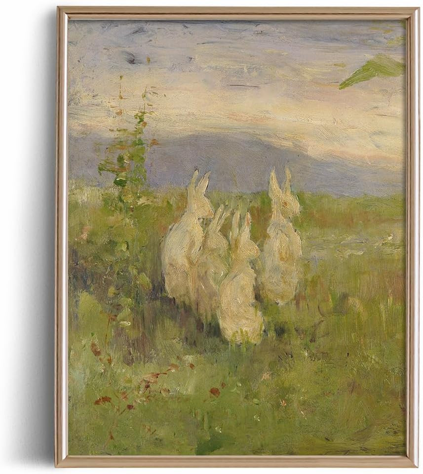 Vintage Rabbit Wall Art - Spring Easter Bunny Poster Print - Ornament Craft Gift