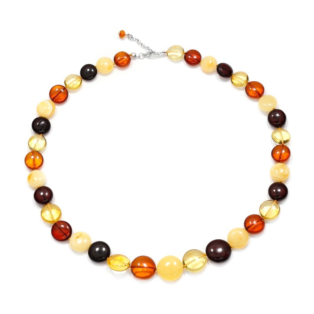 Handmade Baltic Amber Coin Bead Necklace | Butterscotch, Lemon, Honey & Cherry