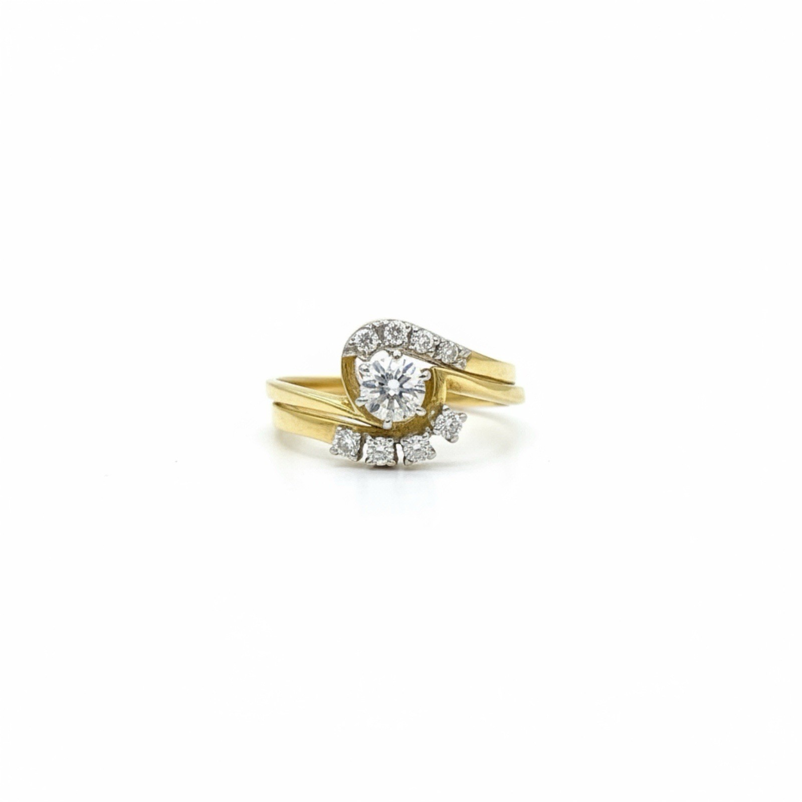 18ct 18k Yellow Gold Brilliant Cut Diamond Bridal Ring Set TDW 0.37ct. Brand New