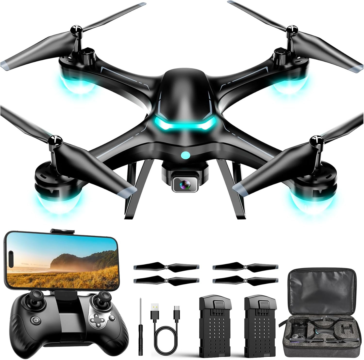 Drone with 1080P Camera for Beginners, Remote Control Quadcopter with Gestures S