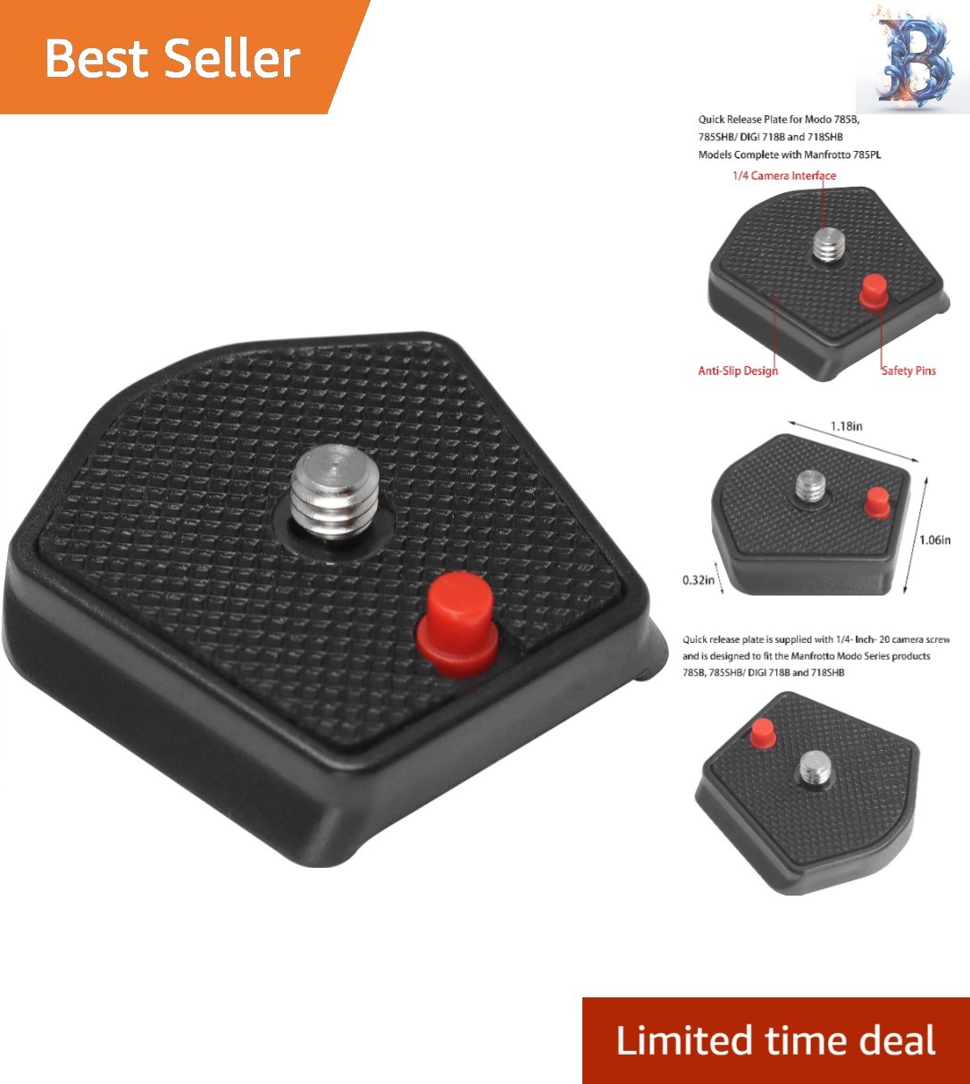 Durable 785PL Quick Release Camera Plate Suitable for Multiple Tripod Models