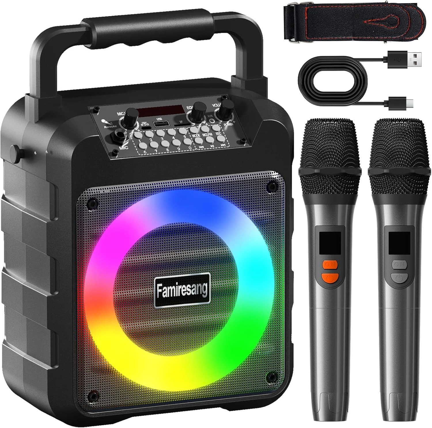 Karaoke Machine for Adults - Portable Bluetooth Karaoke Speaker with Two Wireles