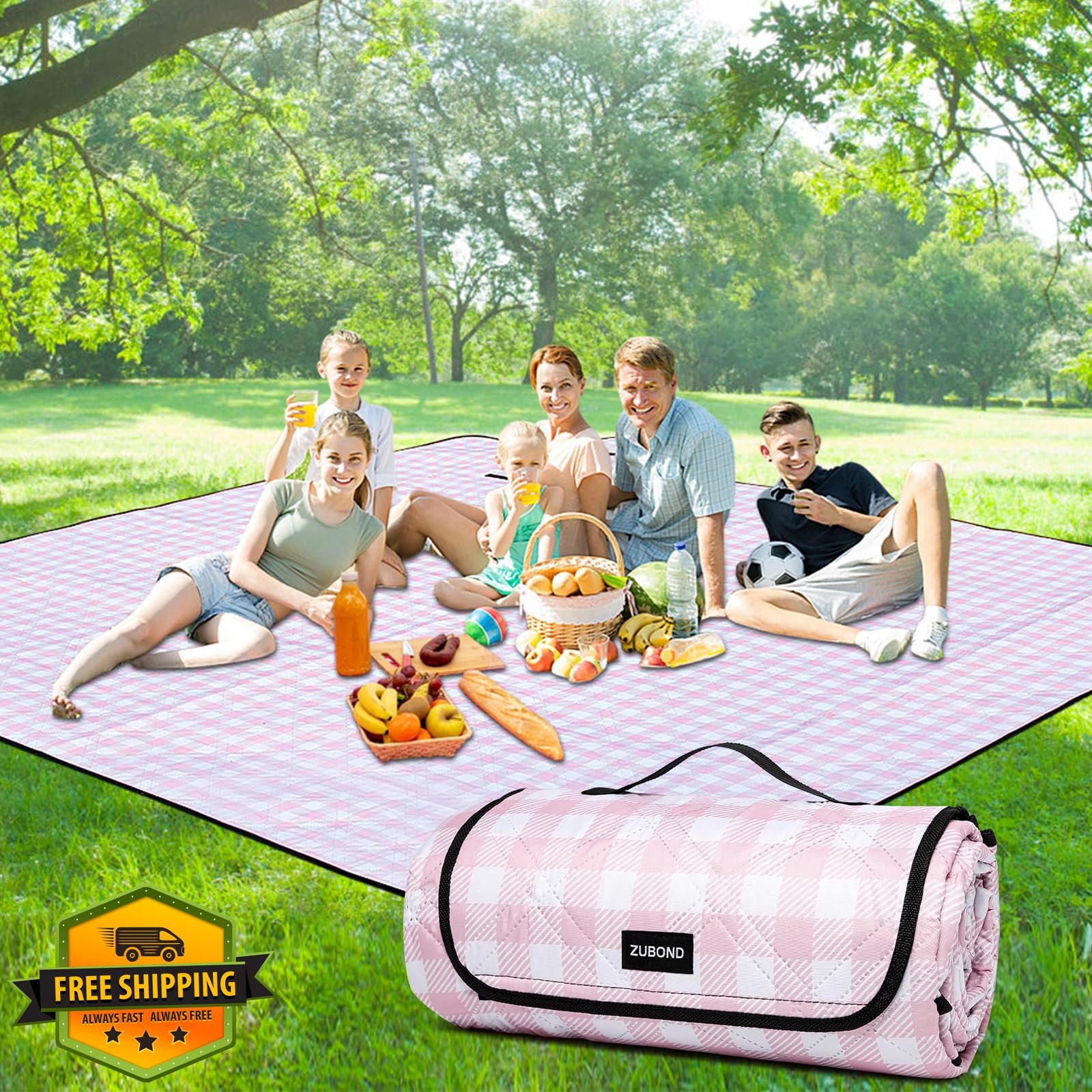 ZUBOND Picnic Blanket Waterproof Sandproof 80x100 Extra Large Outdoor